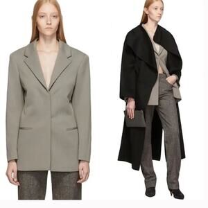 Toteme Cavo Viscose Stretch Button Front Blazer Neutral Gray Sz S